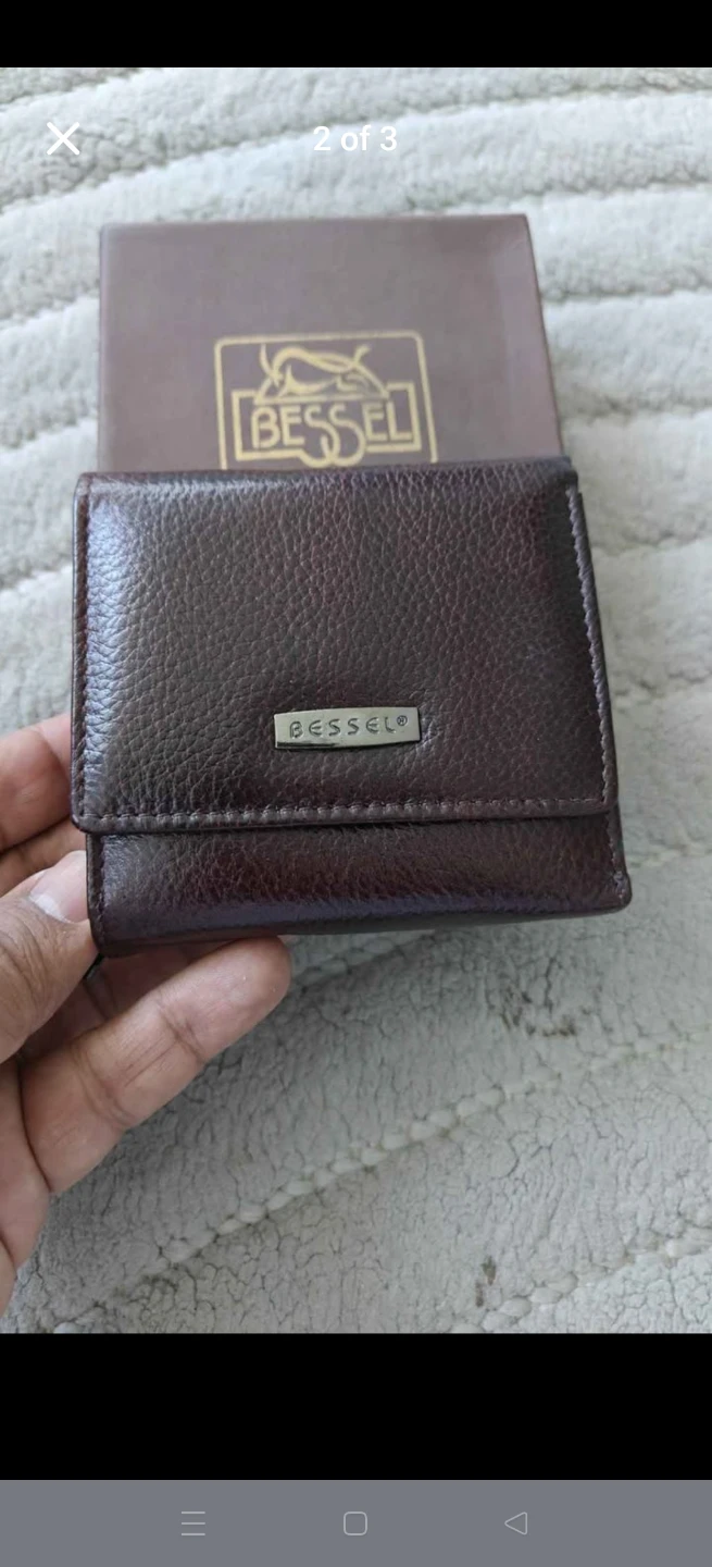 Bessel Leather Trifold Wallet Brown