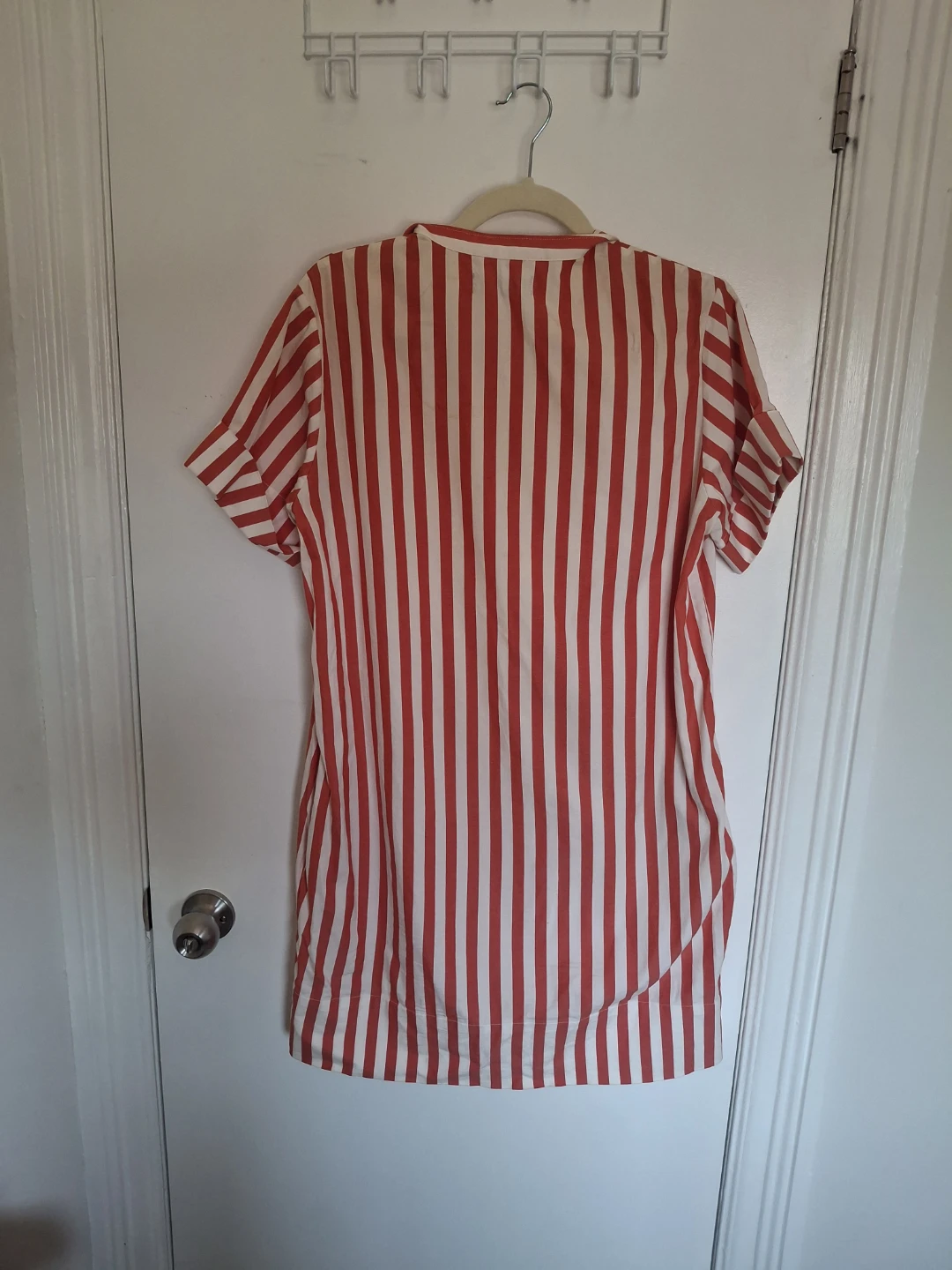 Everlane Red & White Striped Shirt Dress Size 6 - photo 3