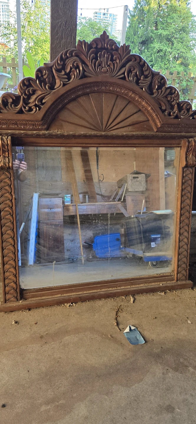 Vintage Ornate Wood Framed Mirror