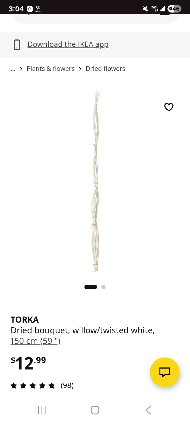 IKEA TORKA Dried Willow Bouquet - White, 150 cm - photo 2