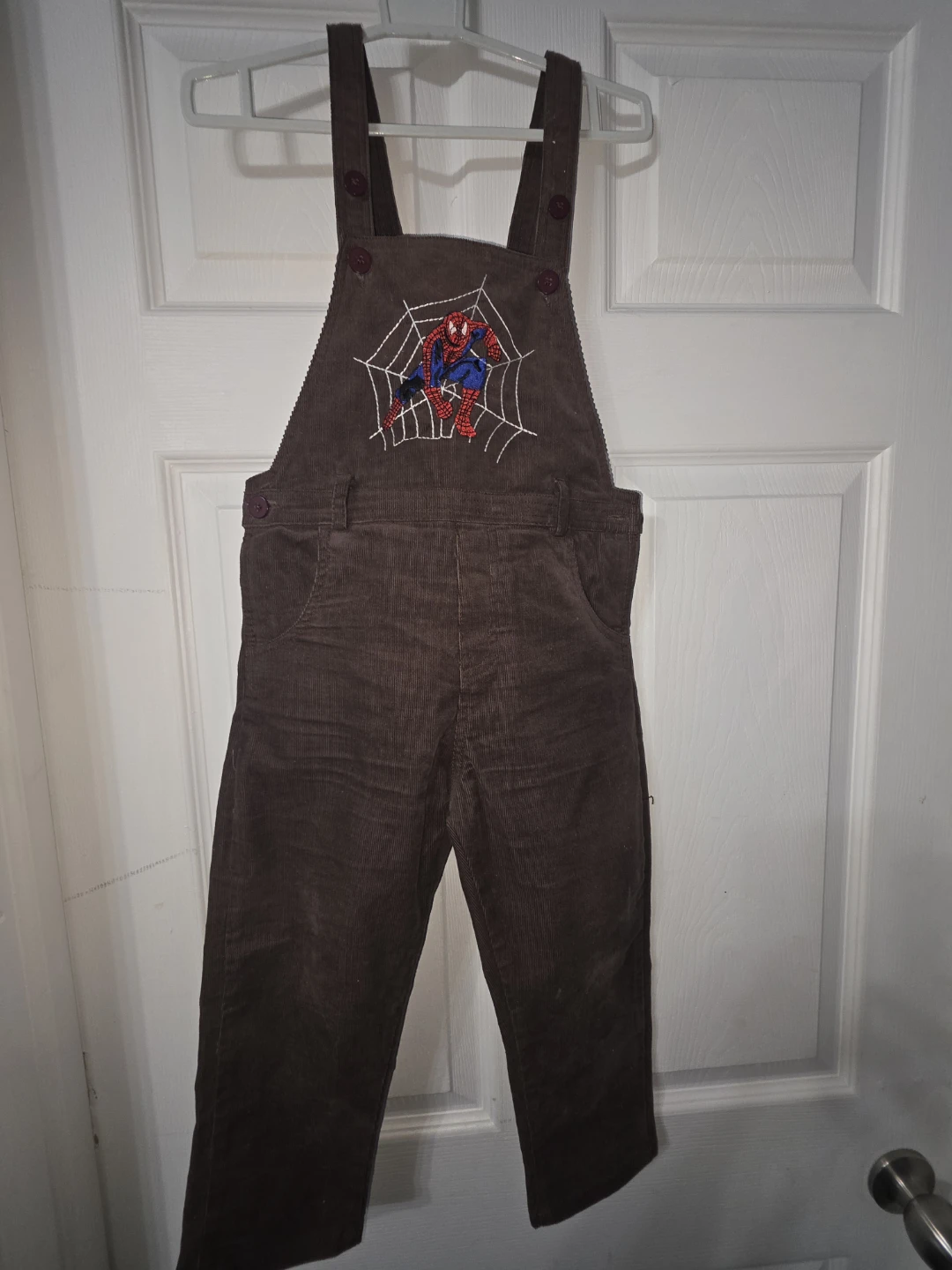 Brown Corduroy Spider-Man Overalls