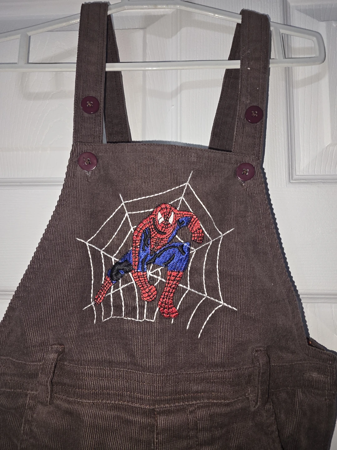 Brown Corduroy Spider-Man Overalls - photo 3