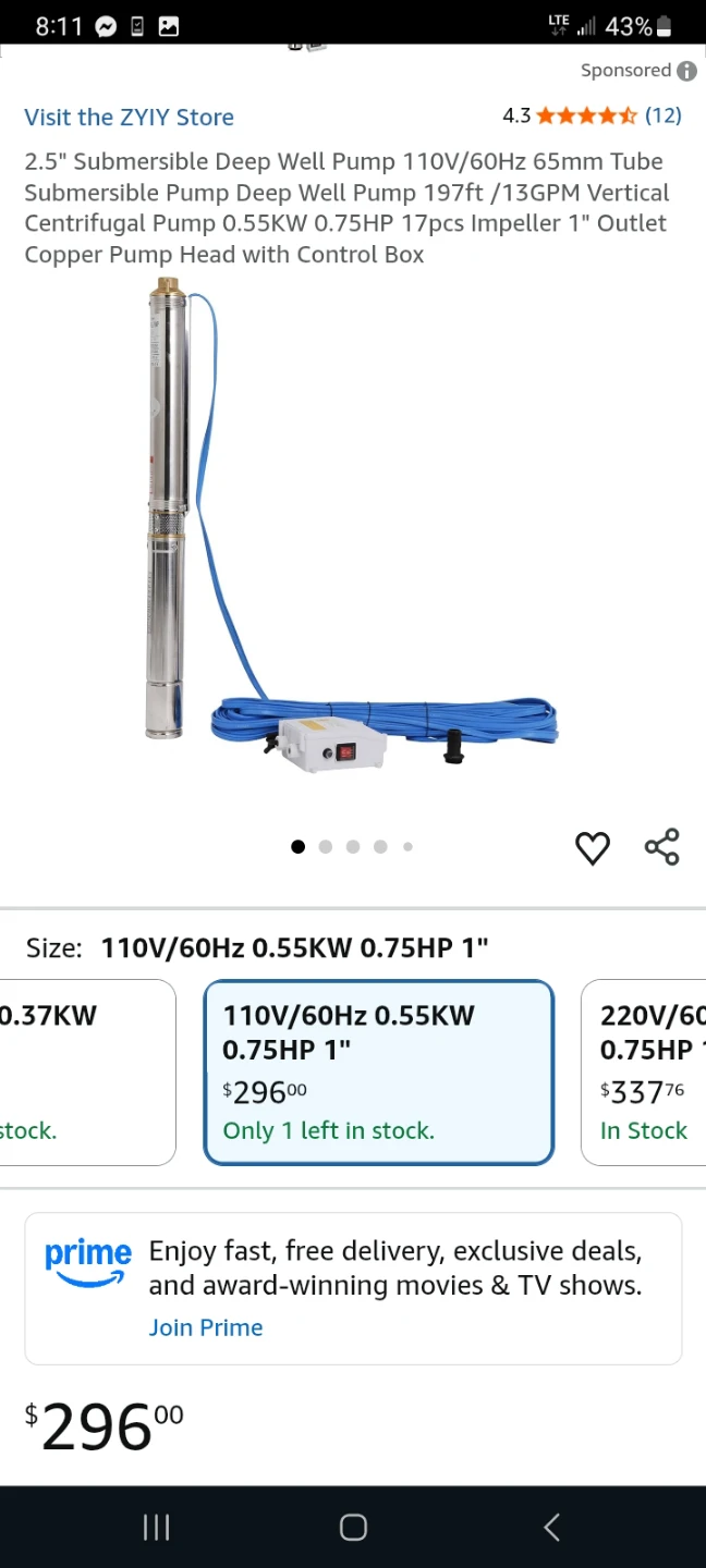 2.5" Submersible Deep Well Pump