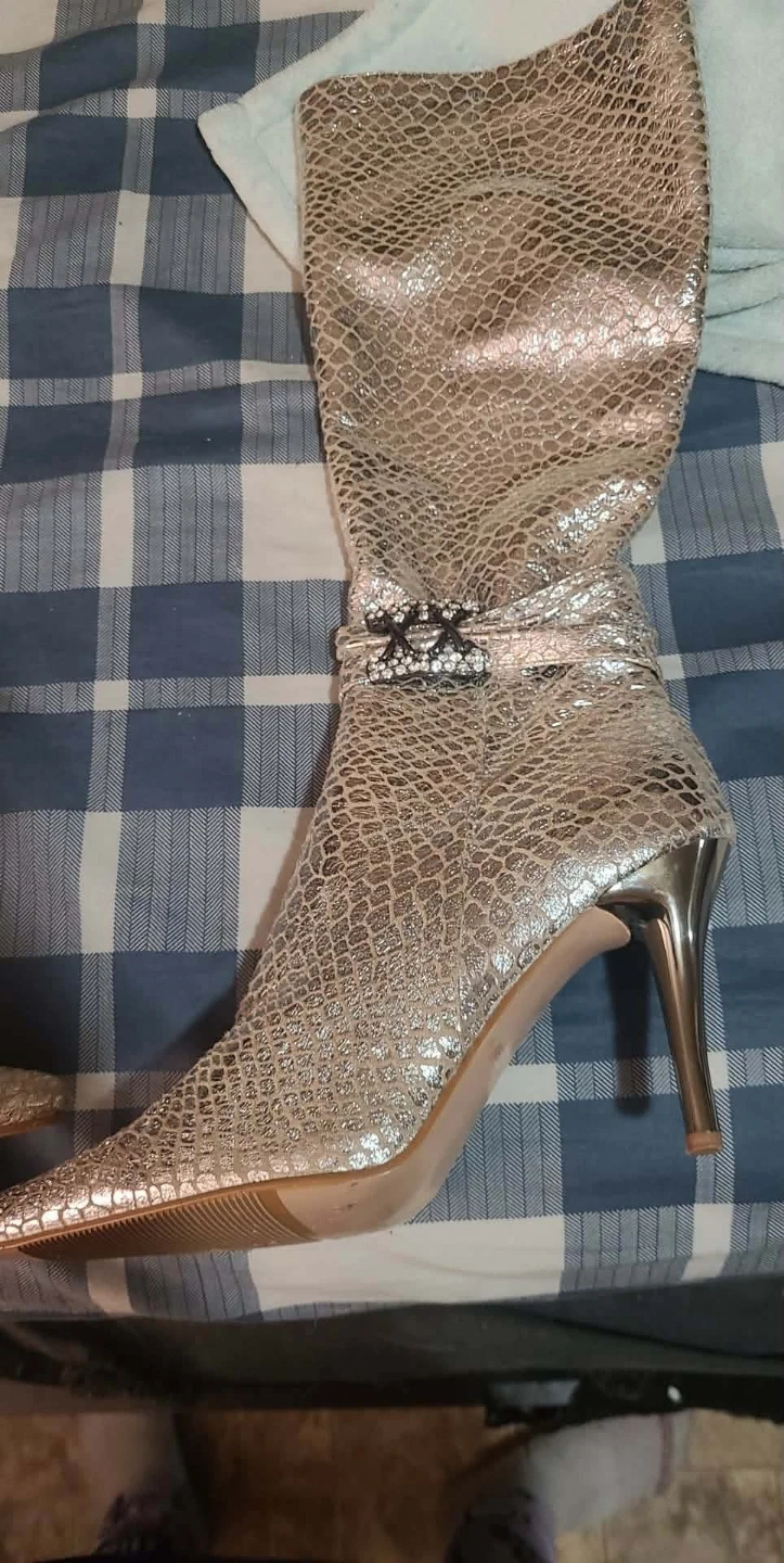 Silver Snake Print Stiletto Boots - photo 2