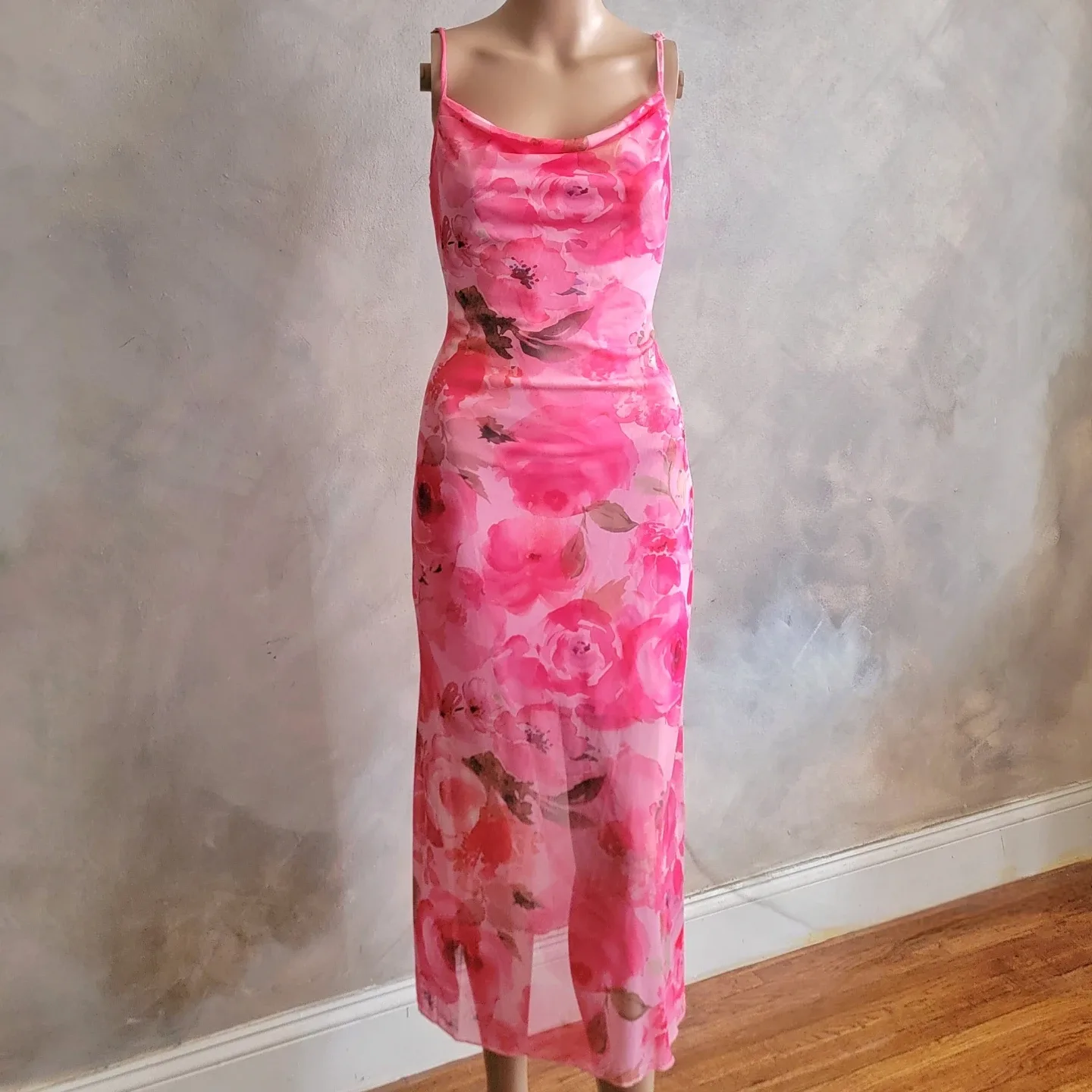 Pink Floral Slip Dress