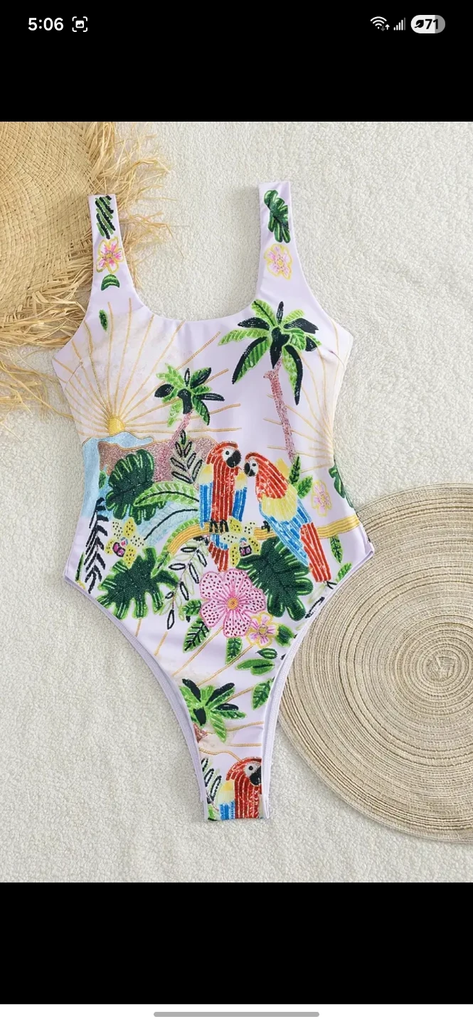 Women's One-Piece Swimsuit Tropical Parrot Print.    Brad new. - photo 2