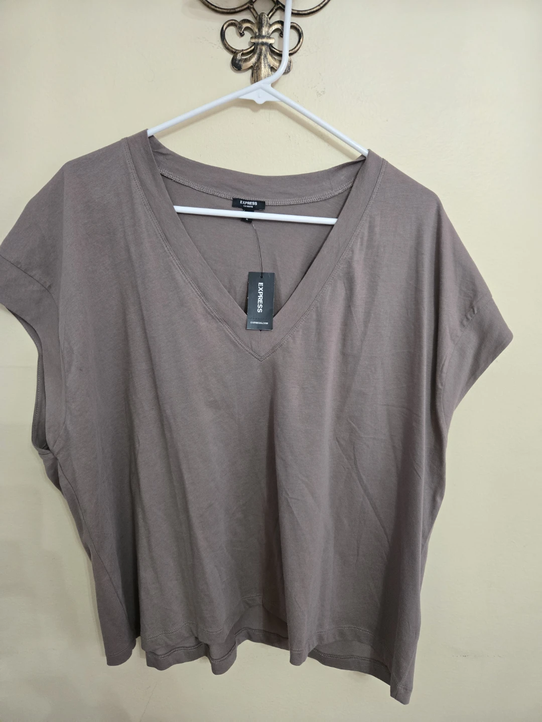 Express Women's V-Neck T-Shirt - Taupe - XL