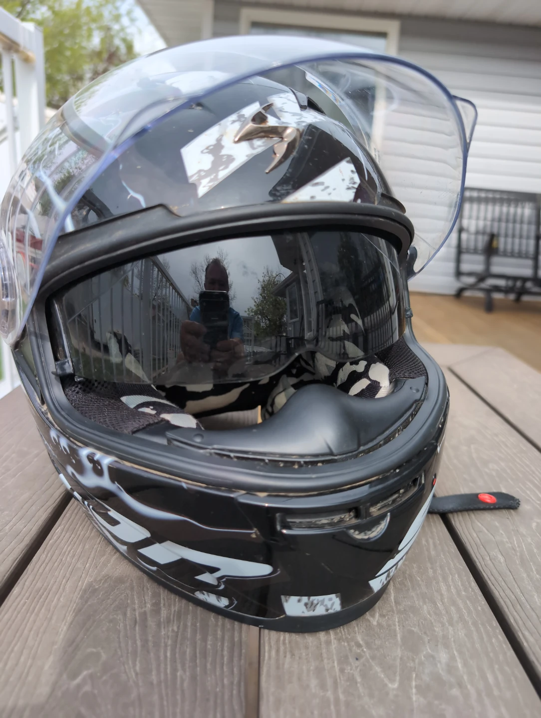 Scorpion Motorcycle Helmet - Black/White Graphic - photo 2