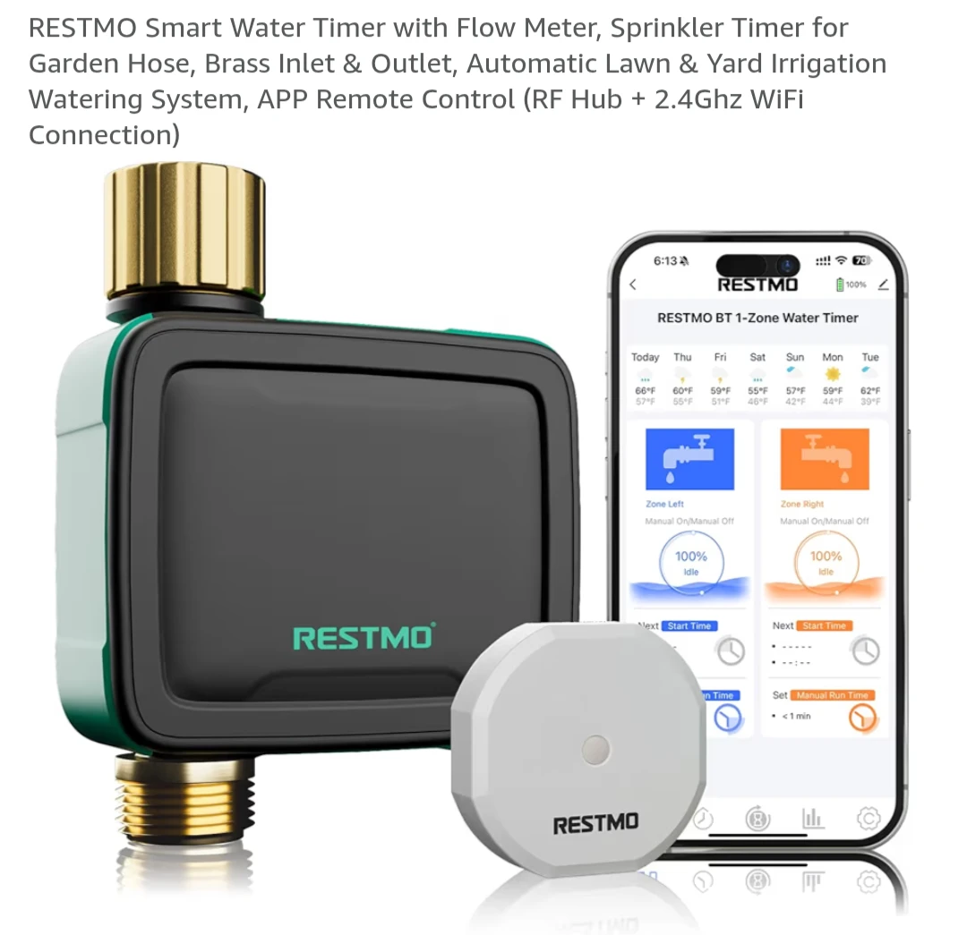 RESTMO Smart Water Timer with Flow Meter & App Control