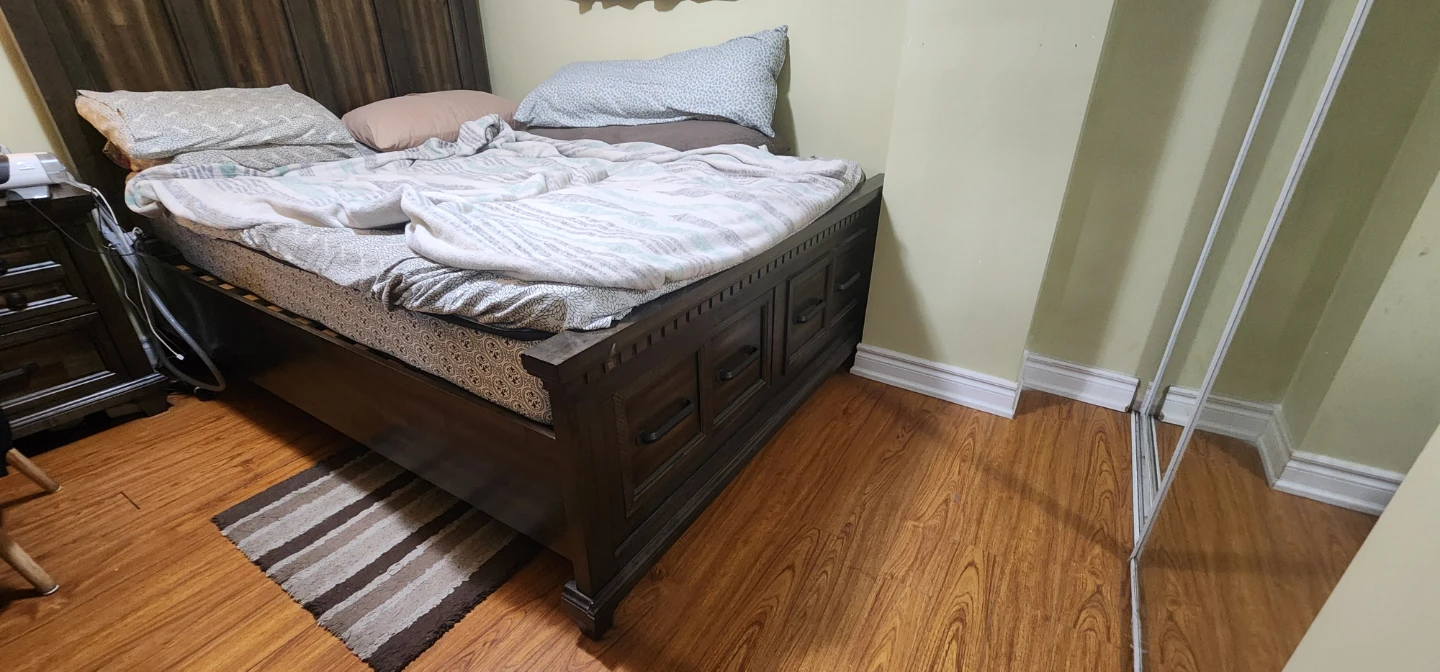 Dark Wood King Size Bed Frame with Headboard - photo 3