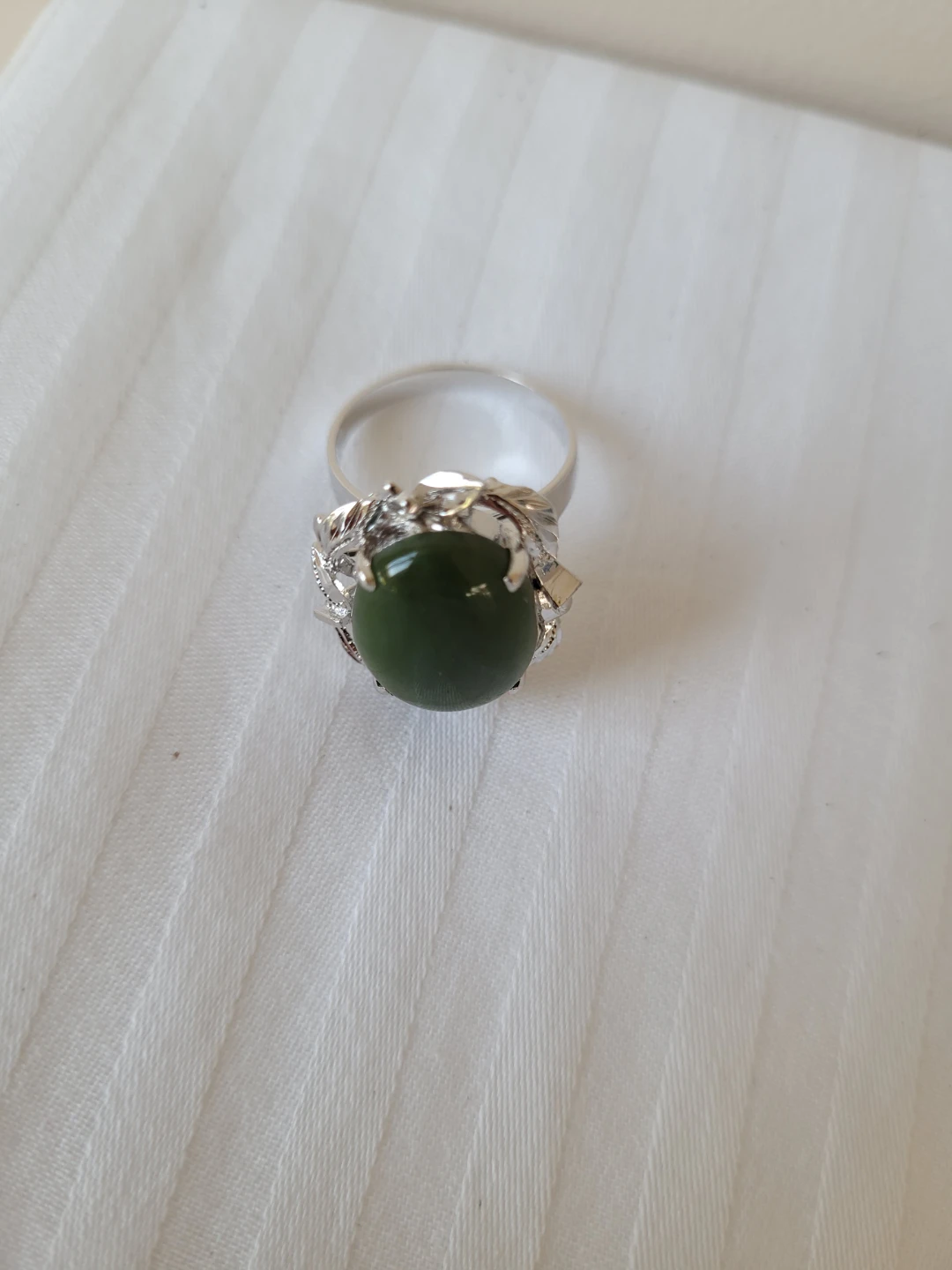 Silver-tone Ring with BC Jade - photo 2