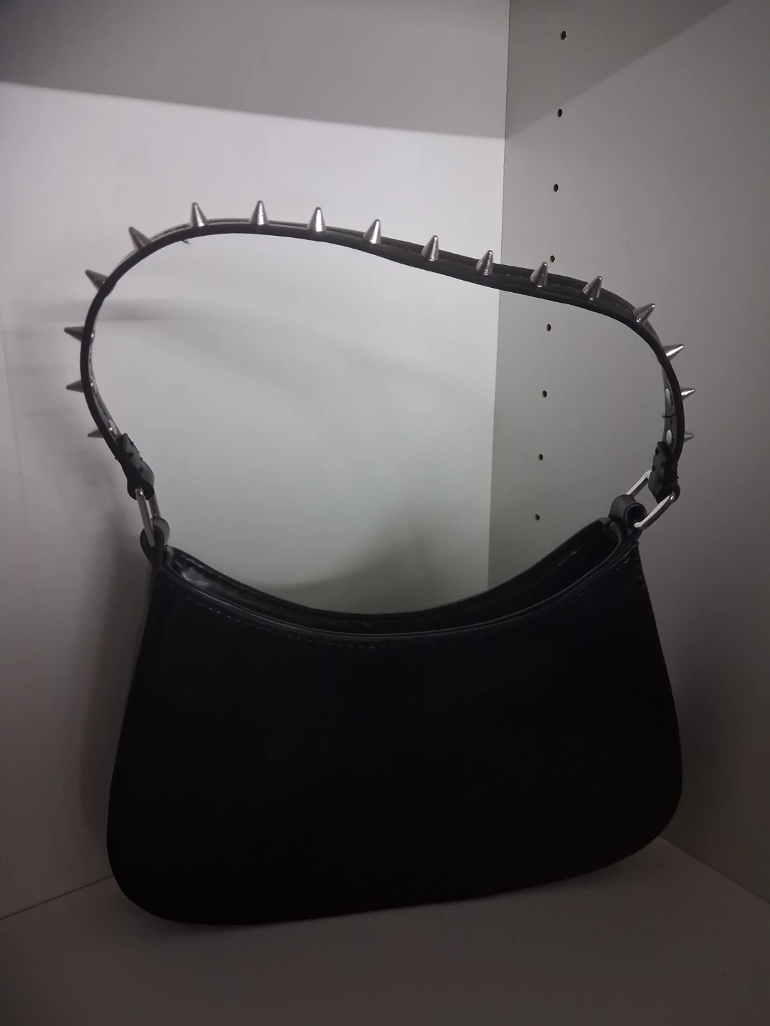 Black Shoulder Bag with Spikes