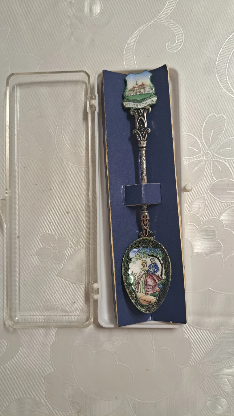 Souvenir Spoon with Town Crest and Couple Scene