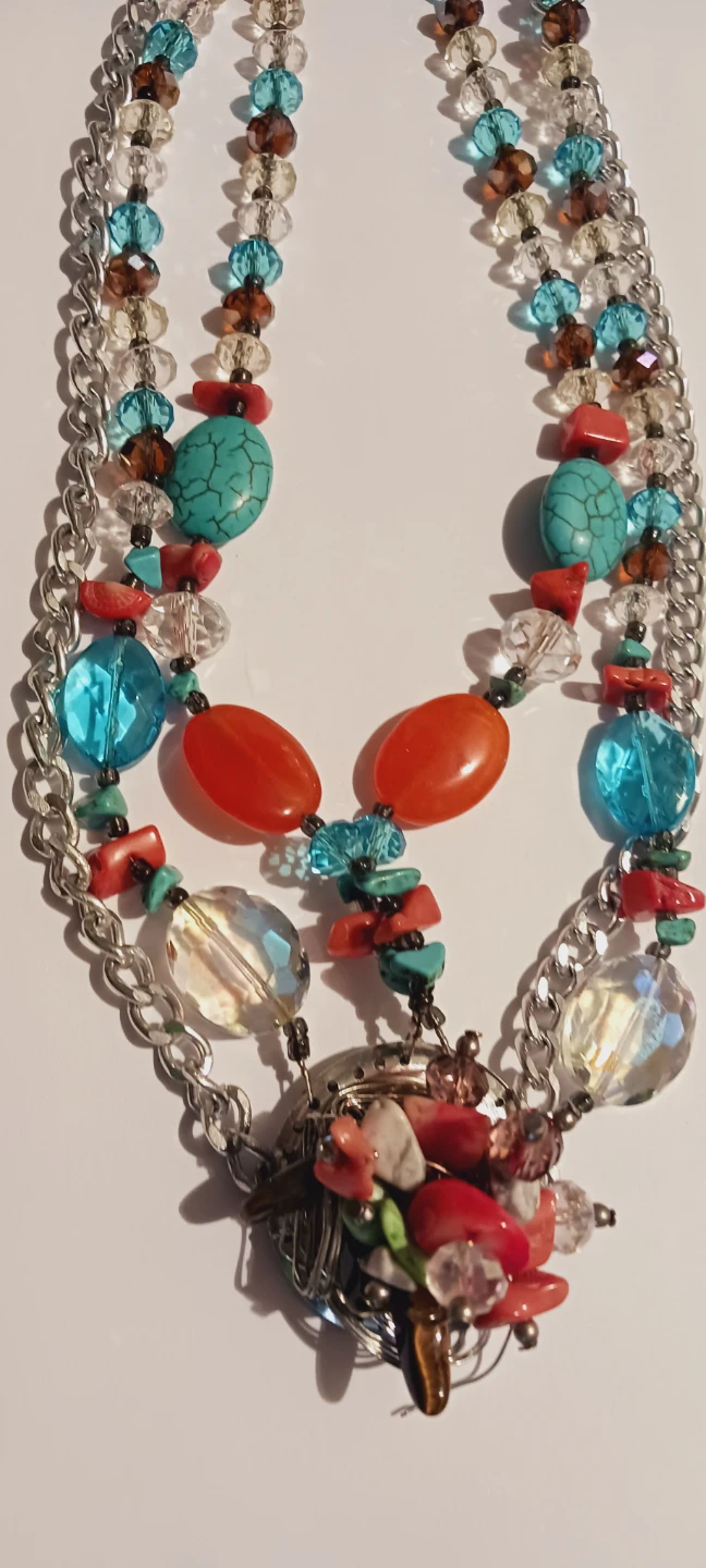 Beautiful Necklace with Turquoise, Coral,  & Carnelian Stones - photo 3