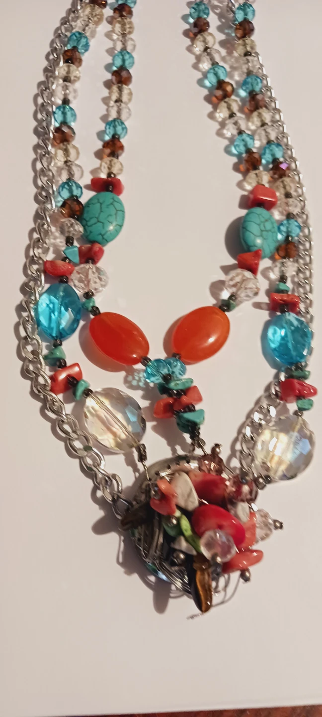Beautiful Necklace with Turquoise, Coral,  & Carnelian Stones - photo 4