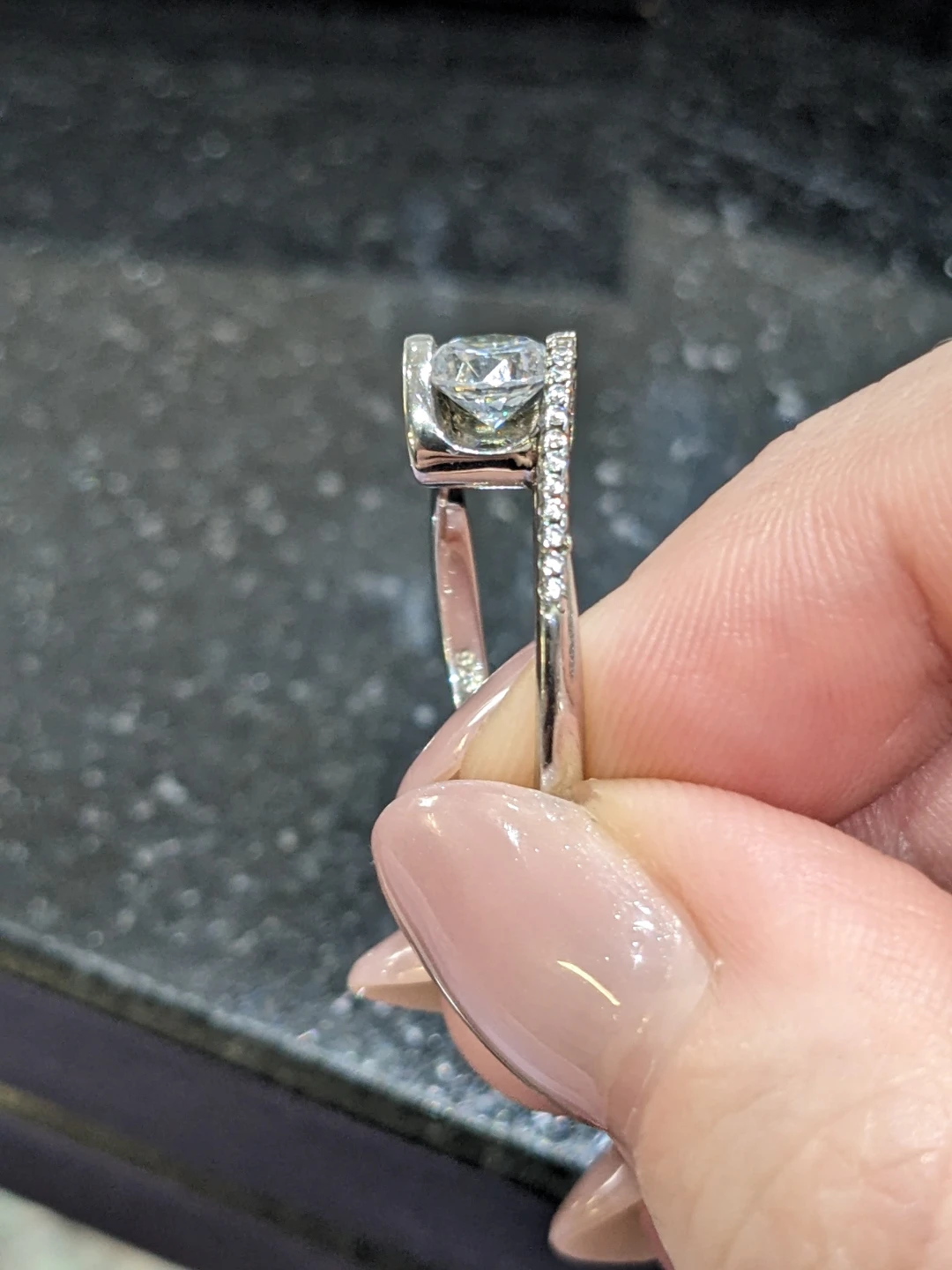 Size 6 Sterling Silver and Cubic Zirconia Bypass Ring - photo 4