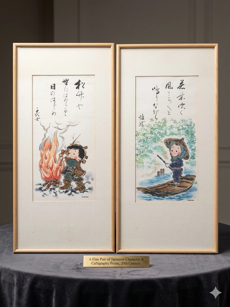 Pair of Japanese Character & Calligraphy Prints