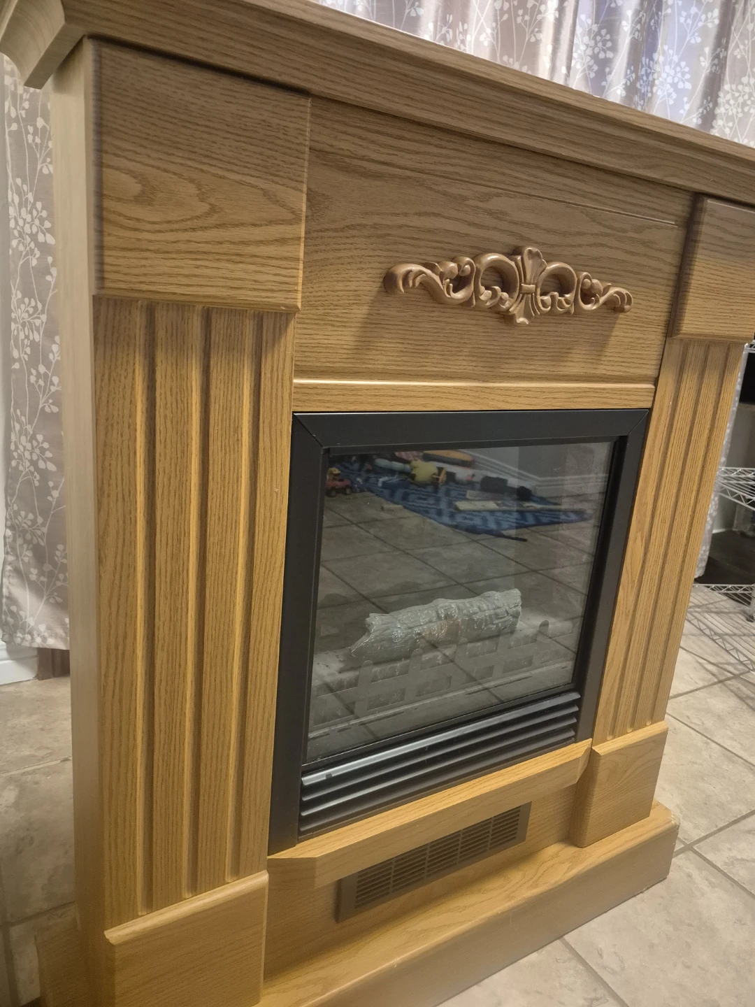 Oak Electric Fireplace Mantel