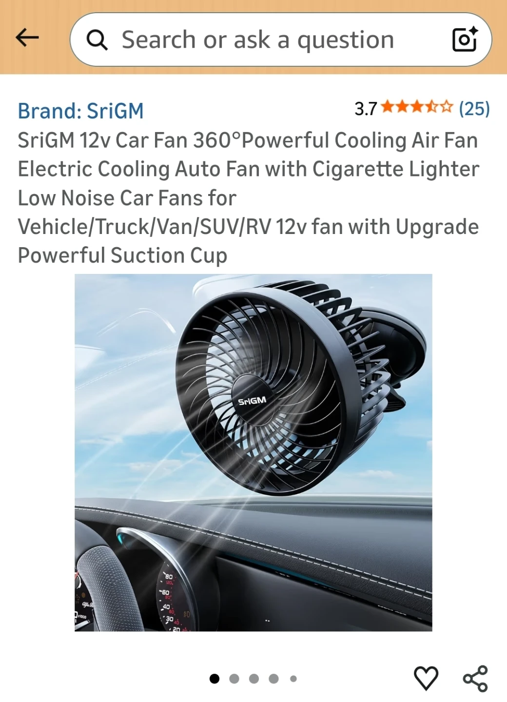 12V Electric Car Fan with Powerful Suction Cup