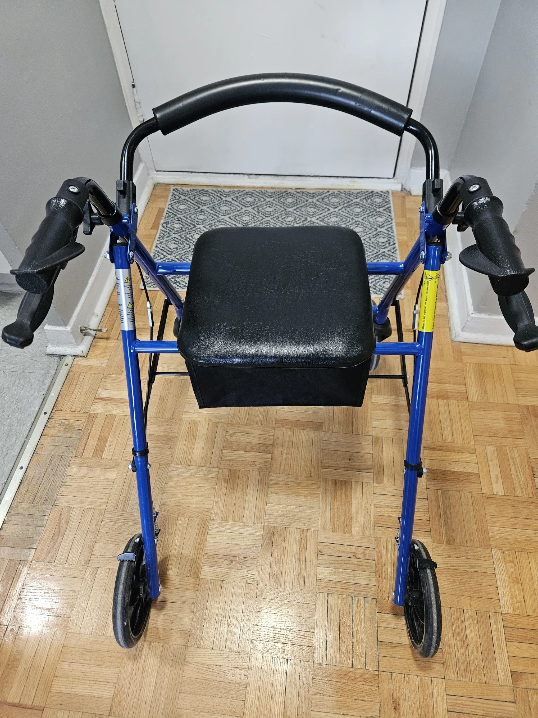 Blue 4-Wheel Walker with Seat