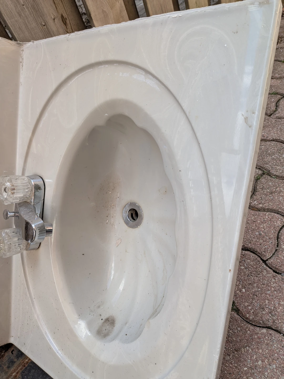 Beige Bathroom Sink with Faucet