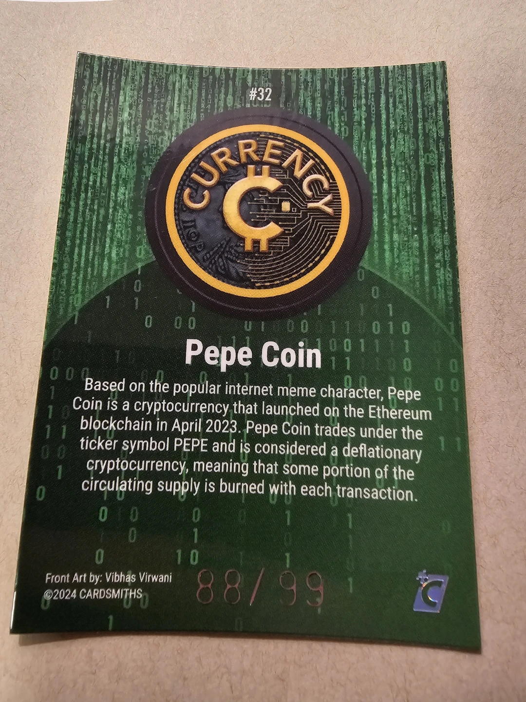 Pepe Coin Emerald S3 currency card - photo 2