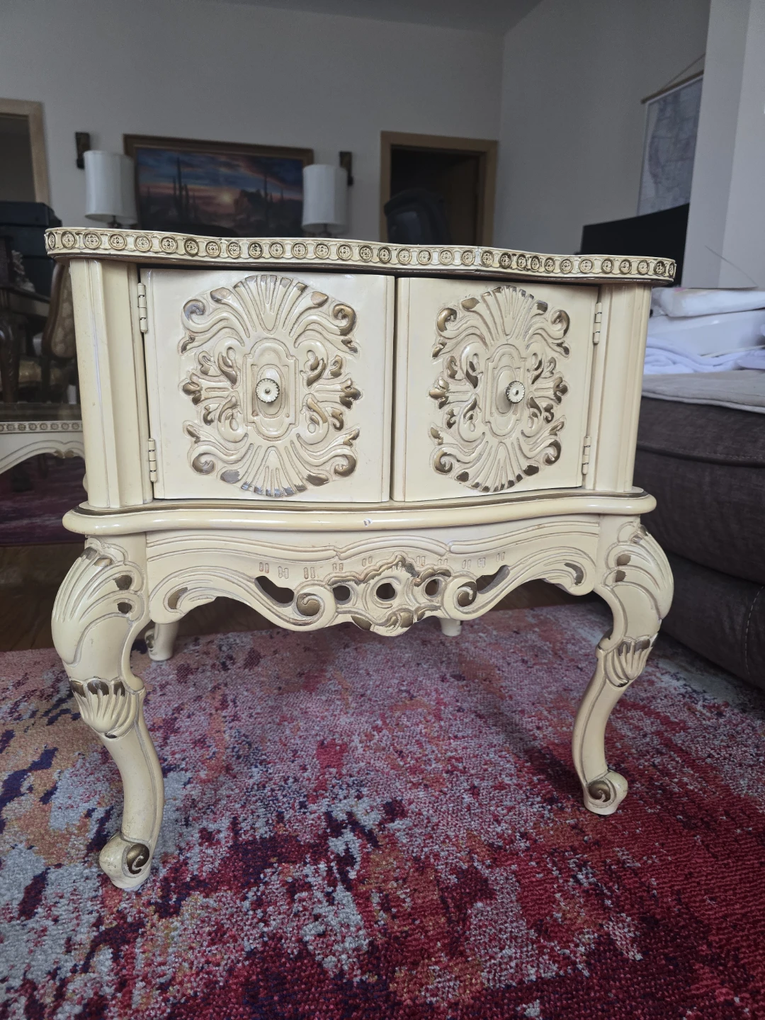 Vintage Side Tables & Coffee Table Set - Ivory/Gold - photo 5