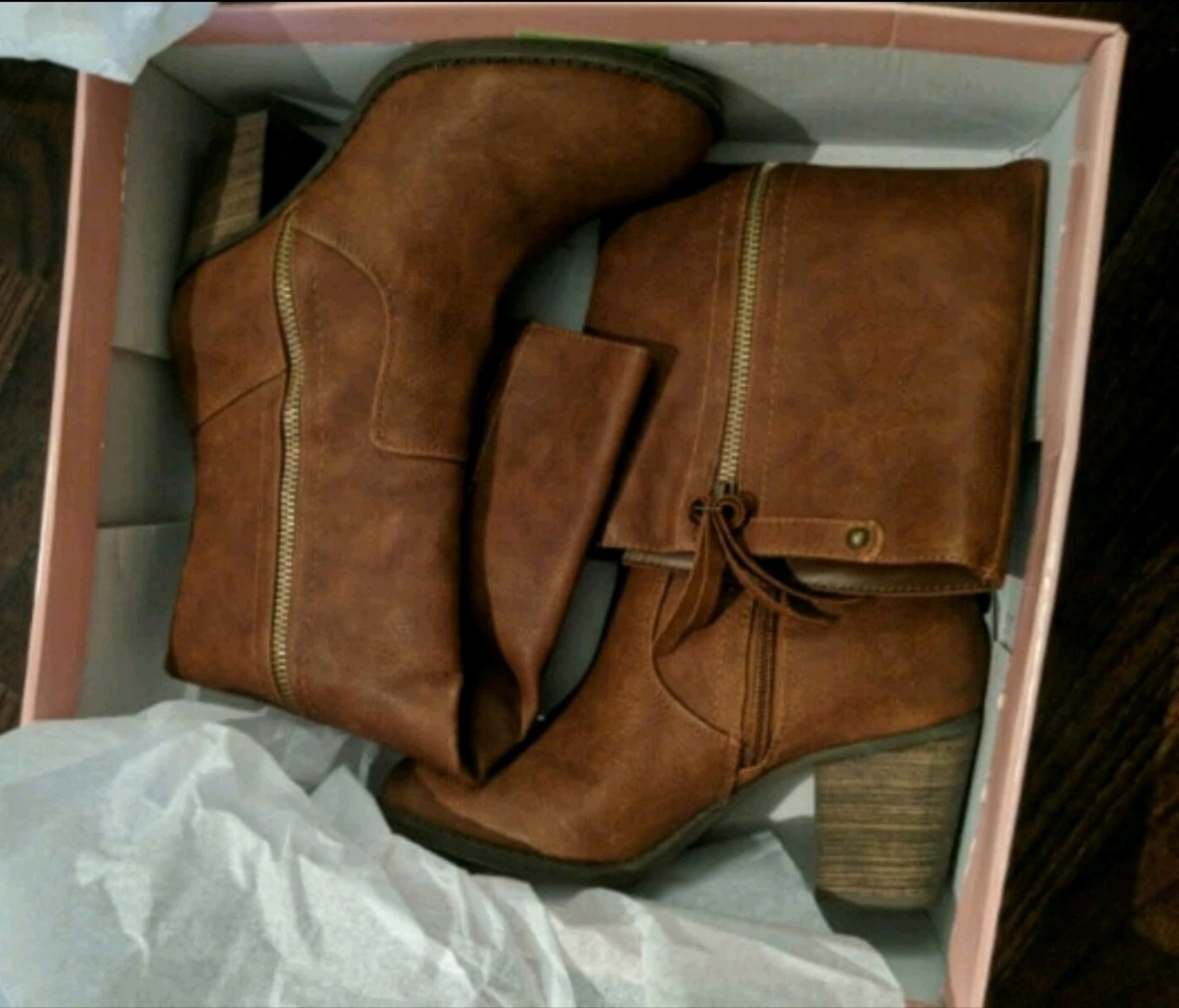 Brown Faux Leather Knee-High Boots with Zipper - photo 2