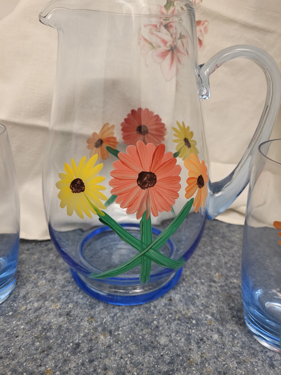 Pitcher and Glass Set with Floral Design - photo 3