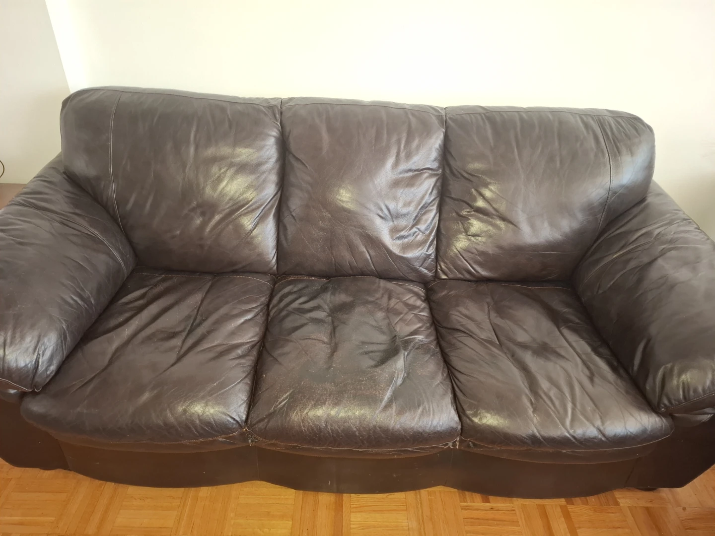 Dark Brown Leather Sofa - photo 2