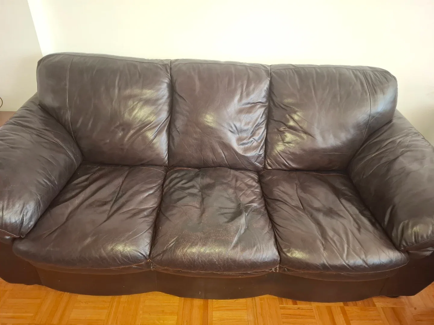 Dark Brown Leather Sofa - photo 2
