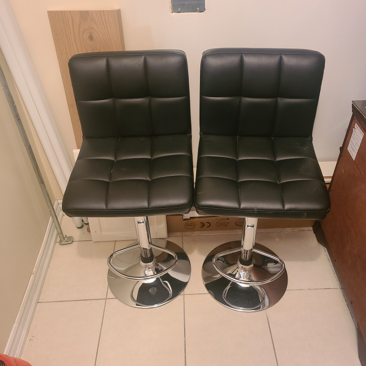 Black Faux Leather Bar Stools (Set of 2)