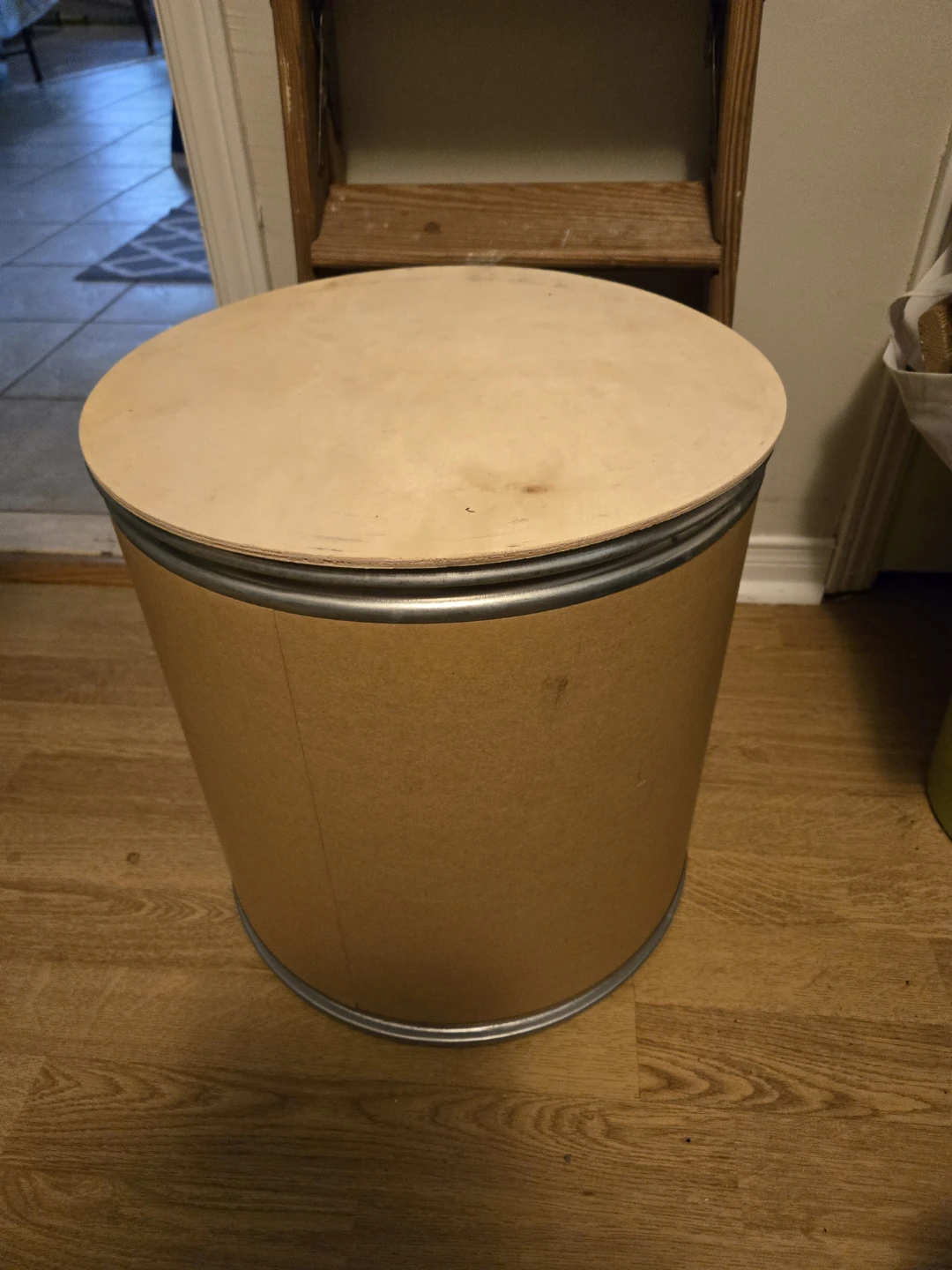 Cardboard Storage Drum with Wooden Lid