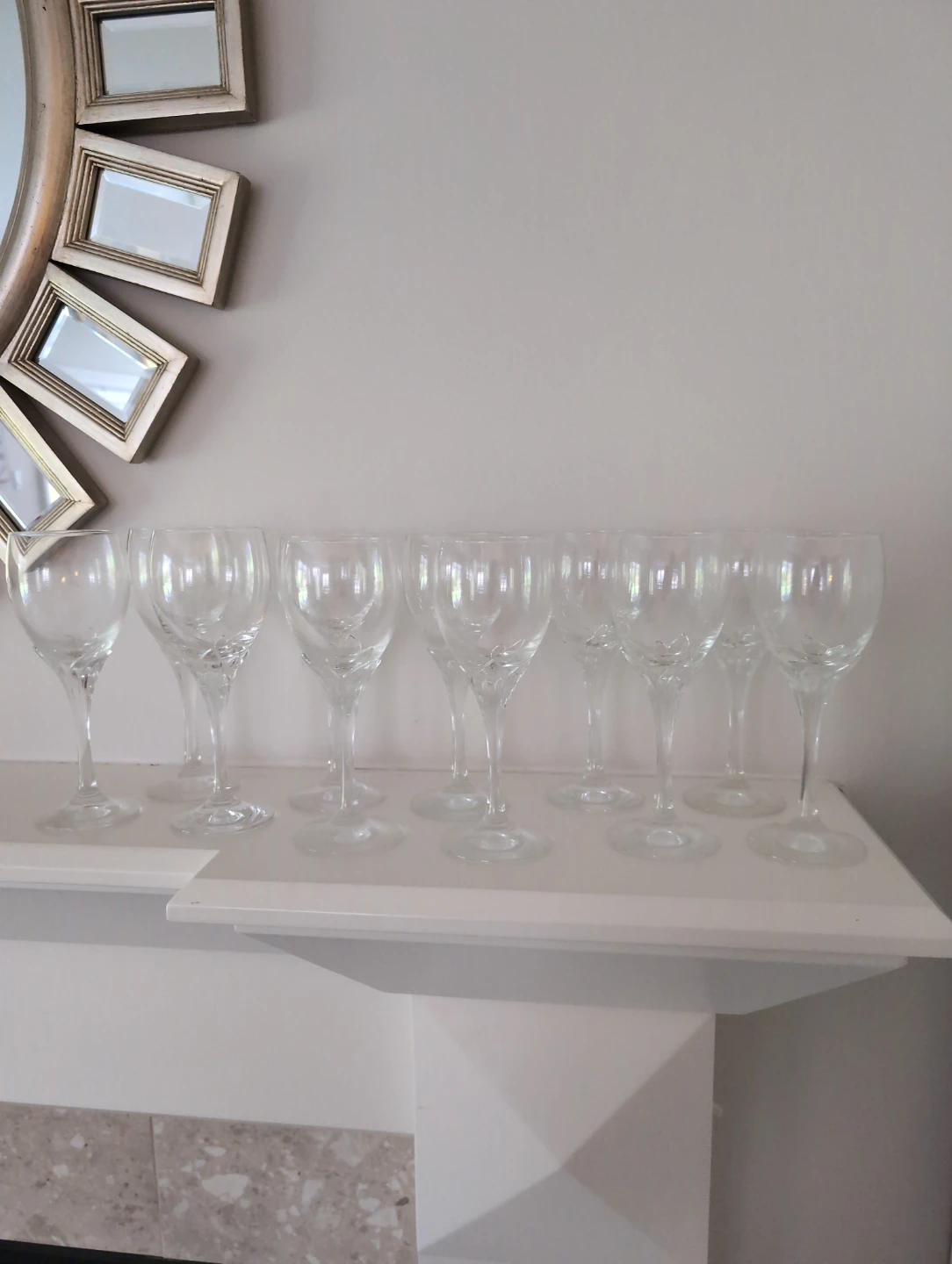 Set of 10 Clear Glass Wine Glasses