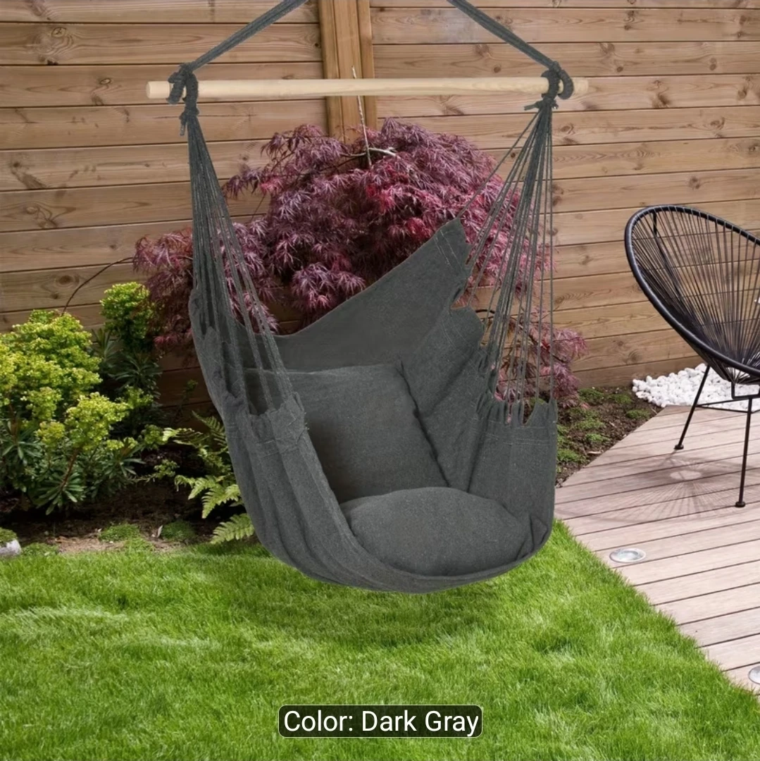 Outsunny Dark Gray Polyester Cotton Hammock Chair