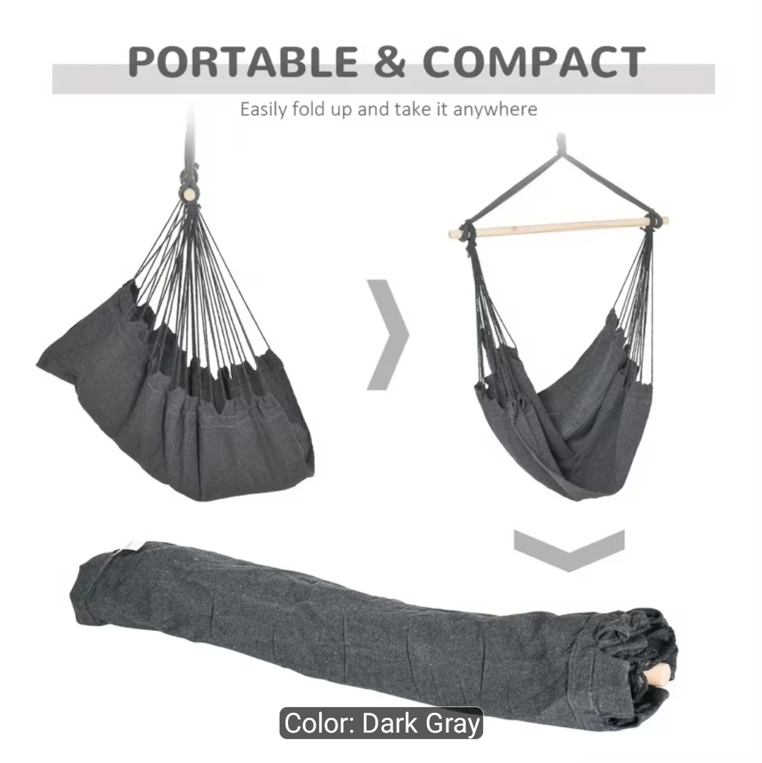 Outsunny Dark Gray Polyester Cotton Hammock Chair - photo 5