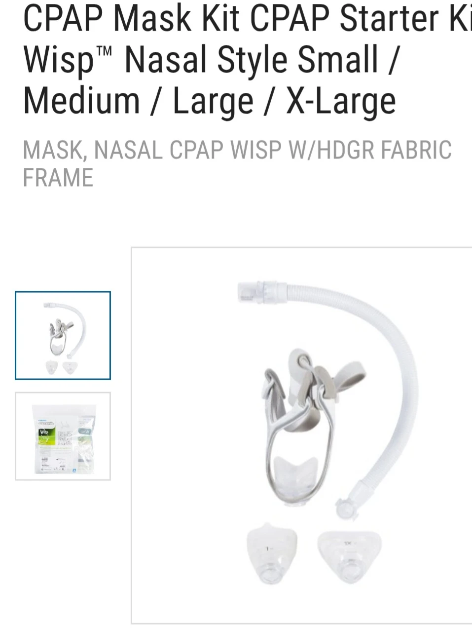 Philips Respironics Wisp Nasal CPAP Mask with Fabric Frame - photo 3