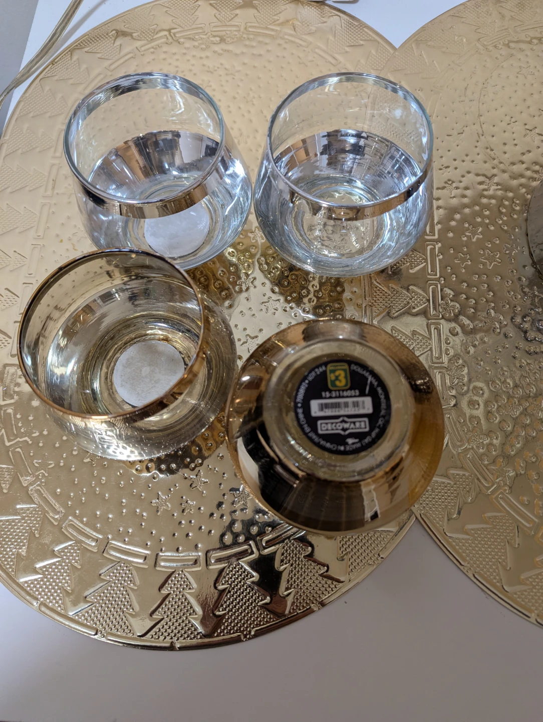 Set of 4 DECOWARE Tumbler Glasses Gold Trim - photo 4