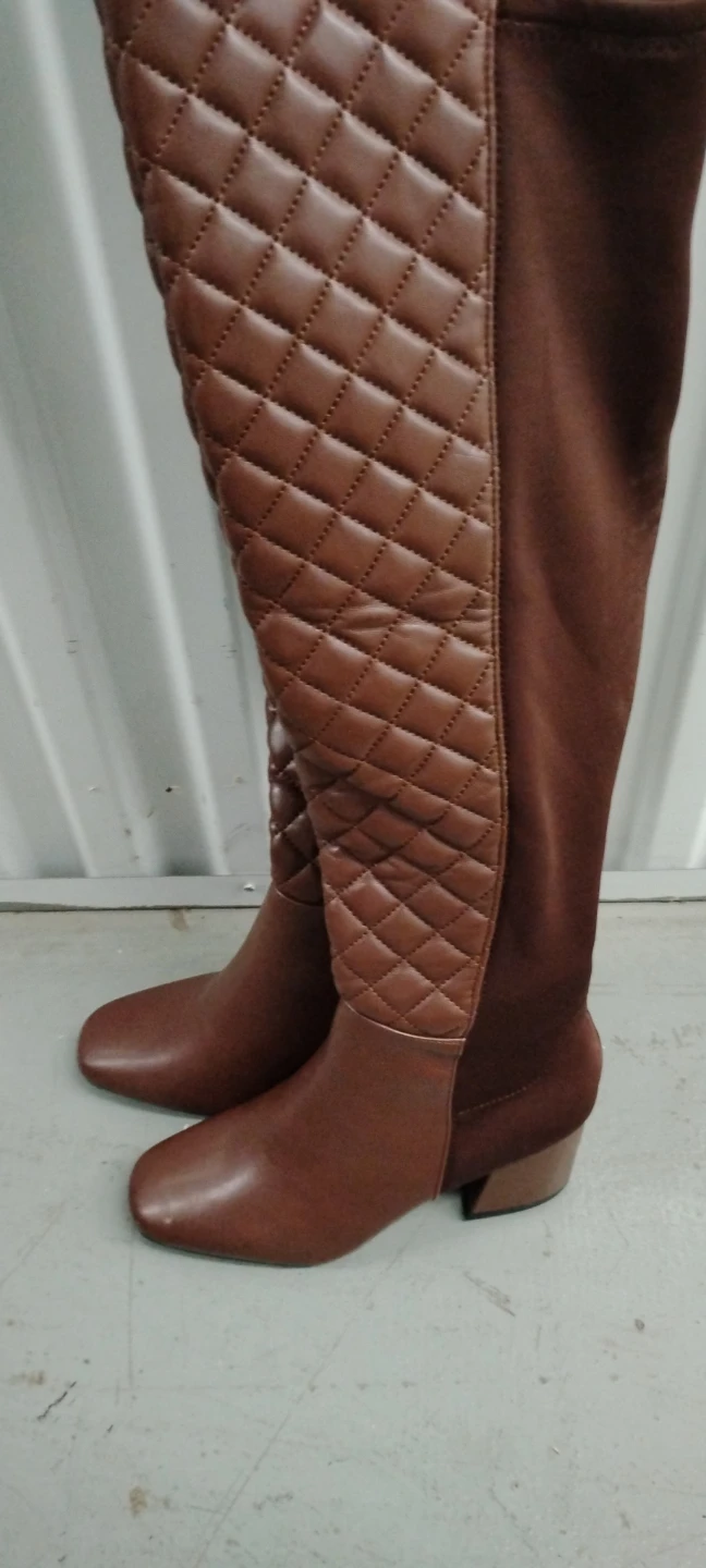 Quilted Brown Over-the-Knee Boots