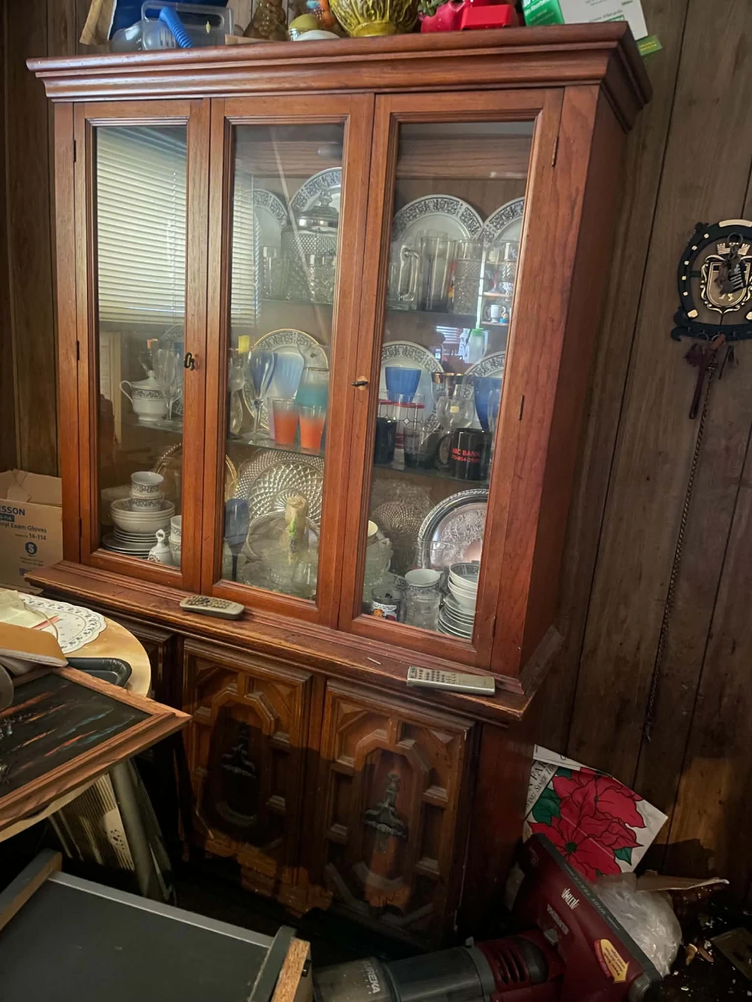 Wooden China Cabinet with Glass Doors