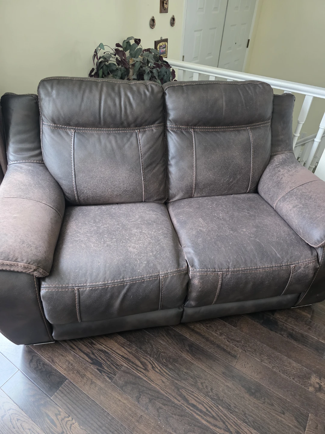Brown Leather Loveseat