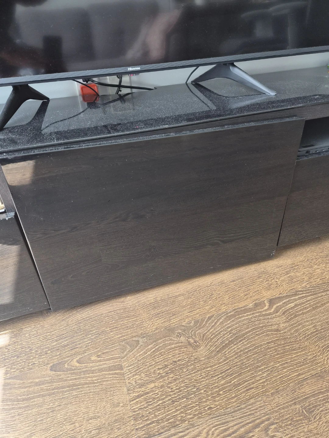 Black TV Stand with Drawer and Shelf Storage - photo 2