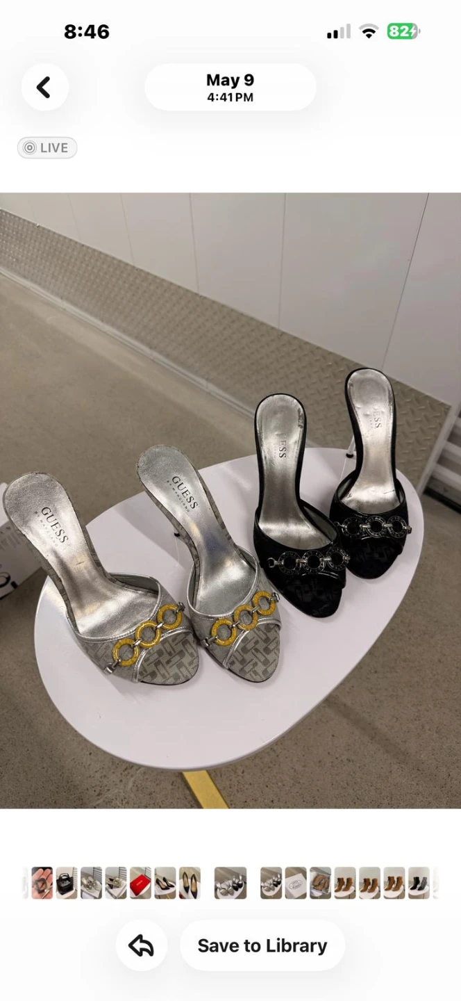 Guess Heels - Silver & Black Mules