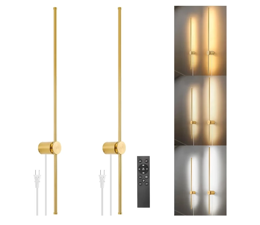 Gold Modern LED Wall Sconce Lamp with Remote