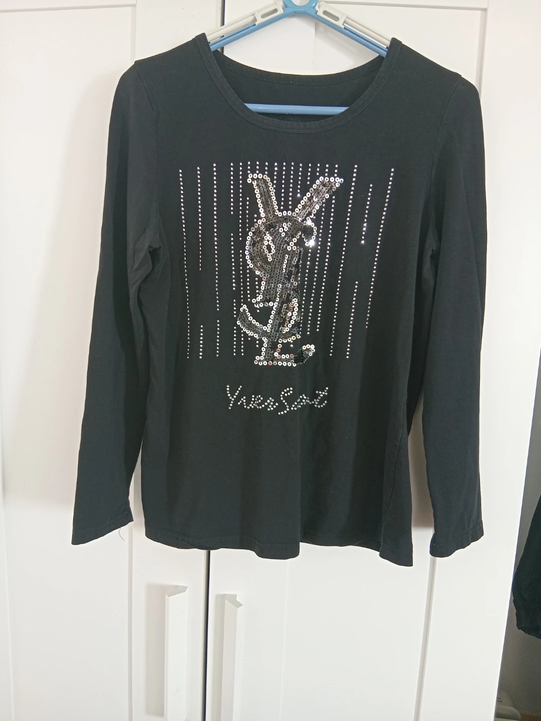 Yves Saint Laurent Black Sequin Long Sleeve Shirt