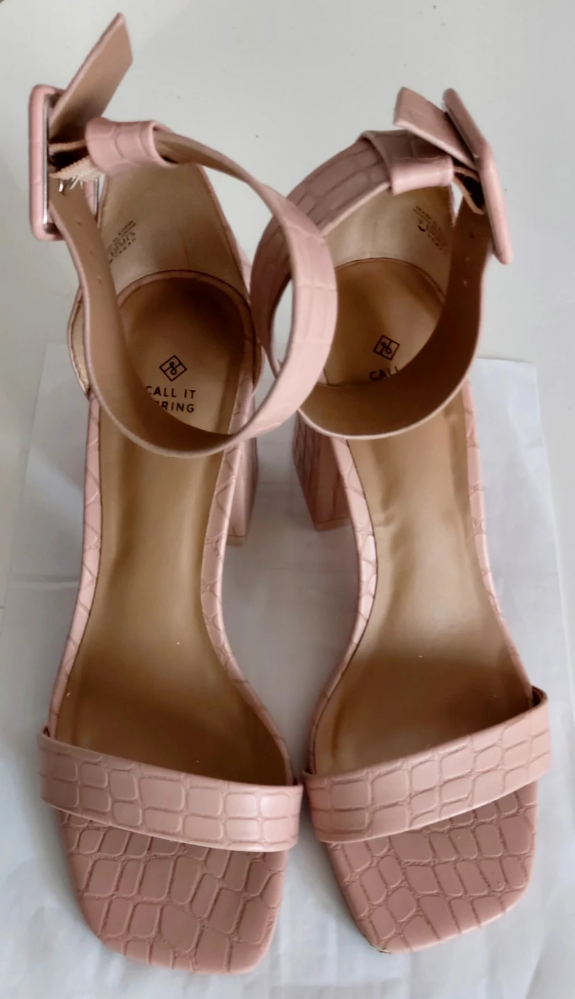 Call It Spring Pink Croc Embossed Block Heels Size 7