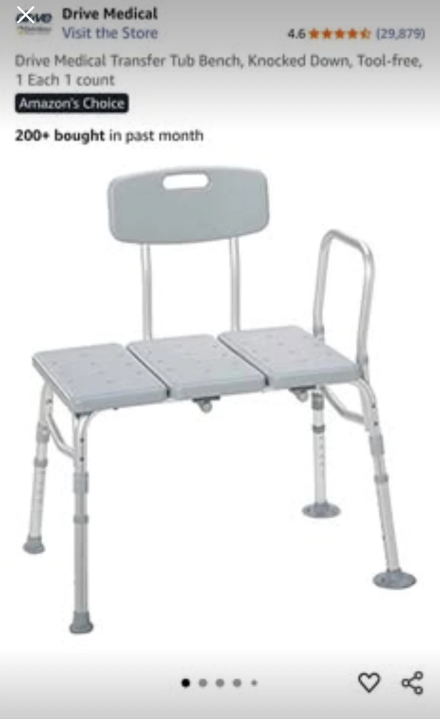 Drive Medical Transfer Tub Bench- New
