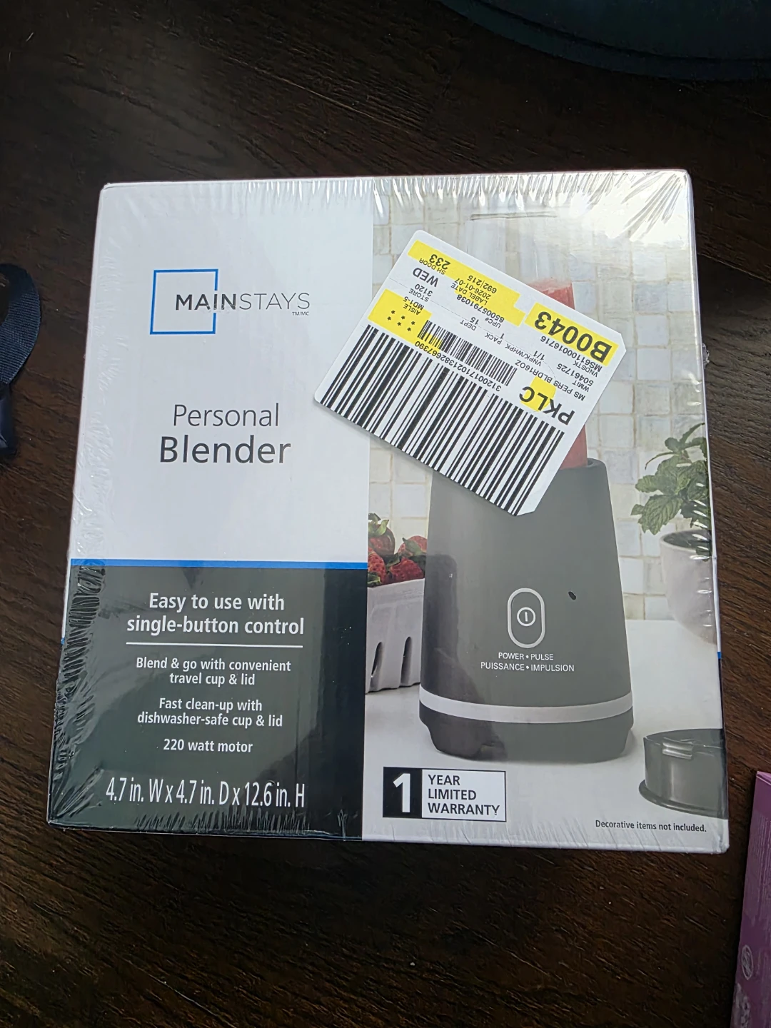 Mainstays Personal Blender - 4.7" W x 4.7" D x 12.6" H
