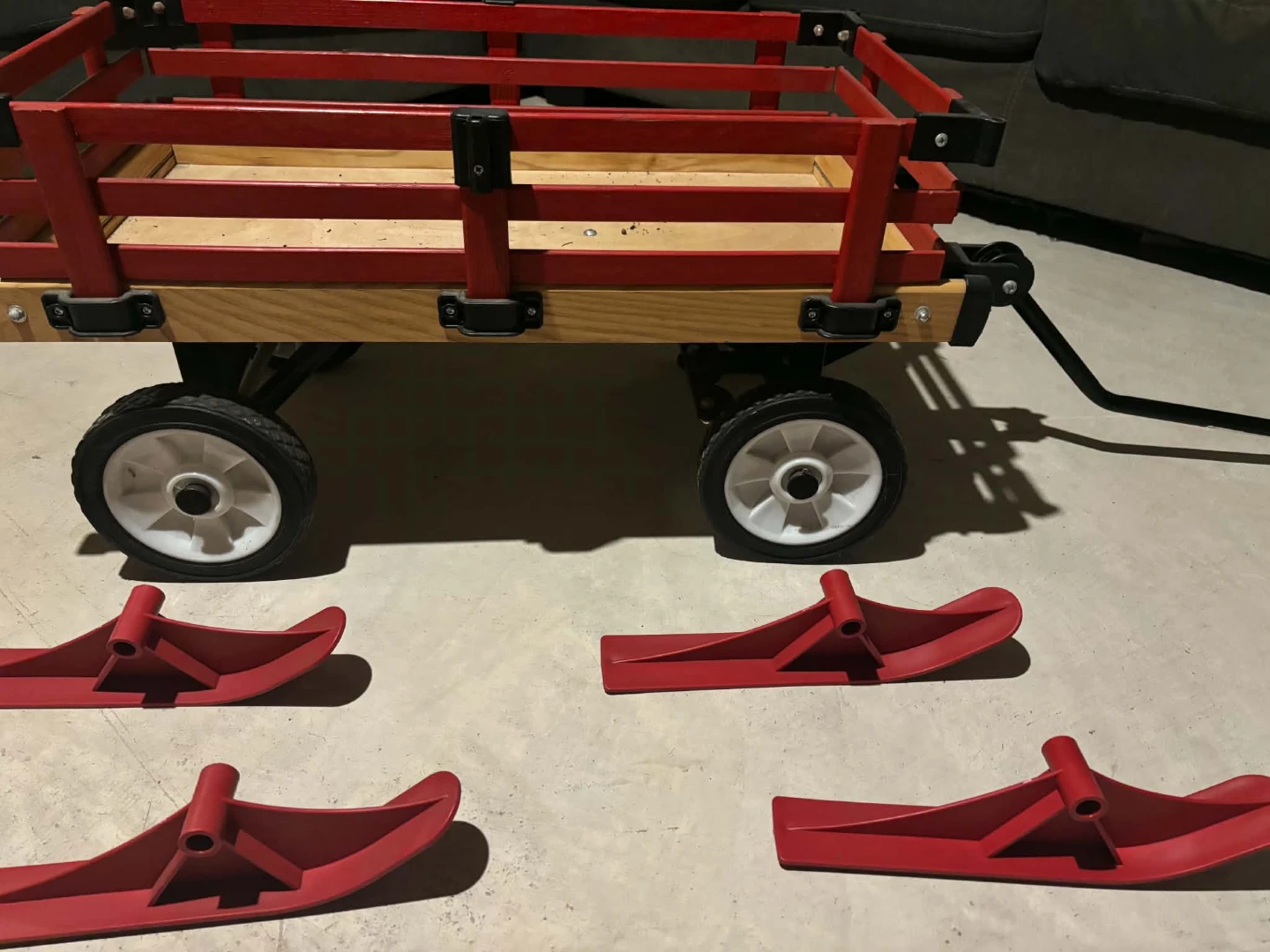 Red Wagon with Skis Attachment