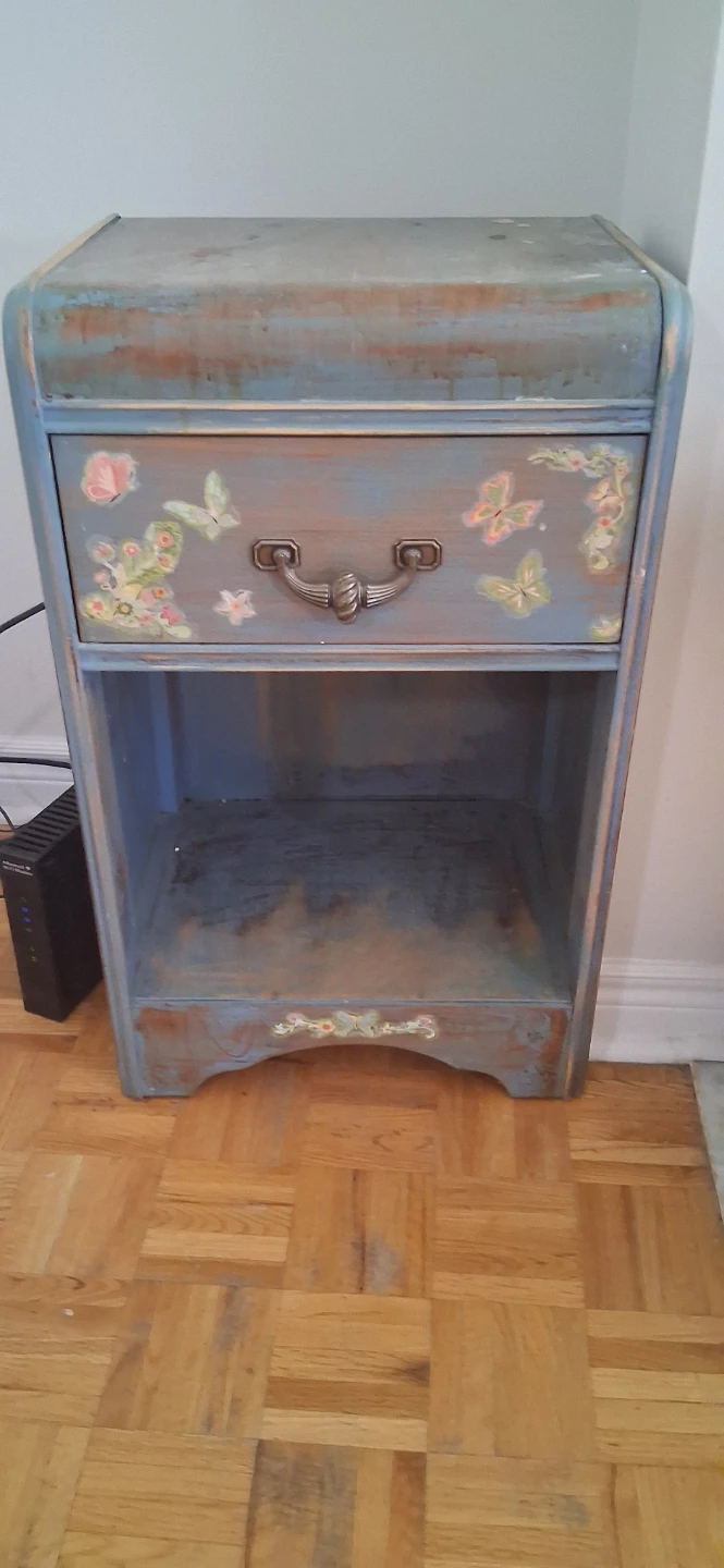 Vintage Blue Butterfly Nightstand